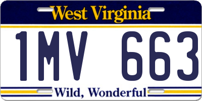 WV license plate 1MV663