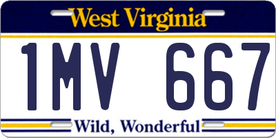 WV license plate 1MV667