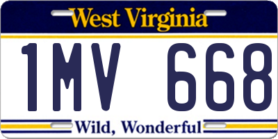WV license plate 1MV668