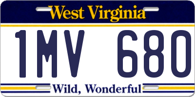 WV license plate 1MV680