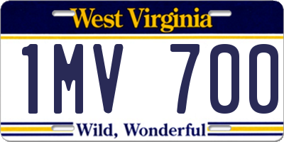 WV license plate 1MV700