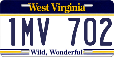 WV license plate 1MV702