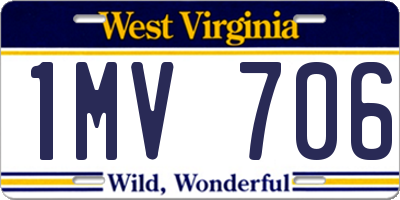 WV license plate 1MV706
