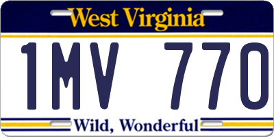 WV license plate 1MV770