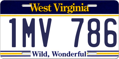 WV license plate 1MV786