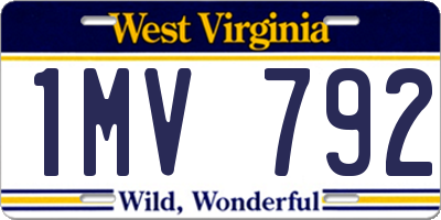 WV license plate 1MV792
