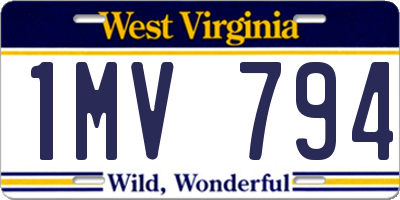 WV license plate 1MV794
