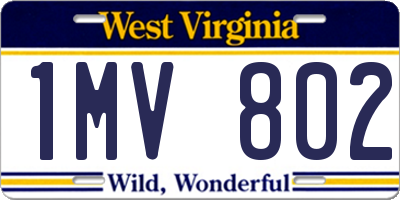 WV license plate 1MV802