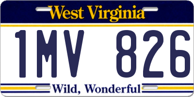 WV license plate 1MV826