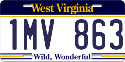 WV license plate 1MV863