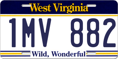 WV license plate 1MV882