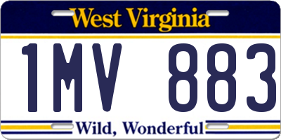 WV license plate 1MV883