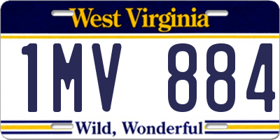 WV license plate 1MV884