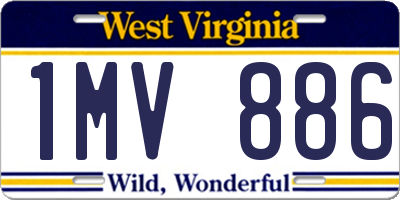 WV license plate 1MV886