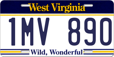 WV license plate 1MV890
