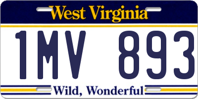 WV license plate 1MV893