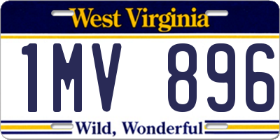 WV license plate 1MV896