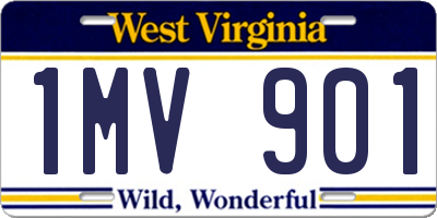 WV license plate 1MV901