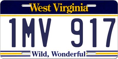 WV license plate 1MV917