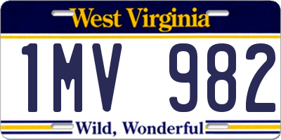 WV license plate 1MV982