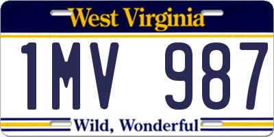 WV license plate 1MV987