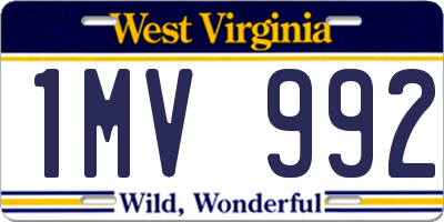 WV license plate 1MV992