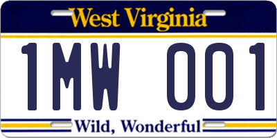 WV license plate 1MW001
