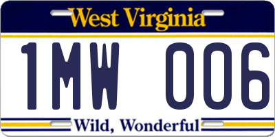 WV license plate 1MW006
