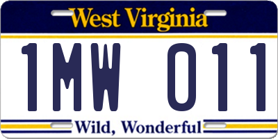 WV license plate 1MW011
