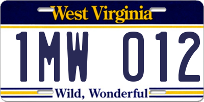 WV license plate 1MW012