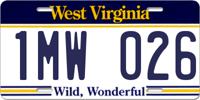 WV license plate 1MW026