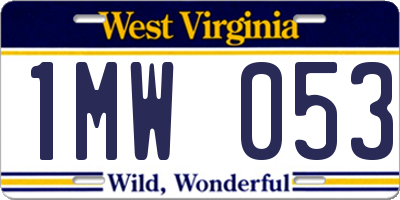 WV license plate 1MW053