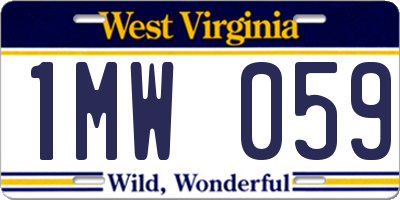 WV license plate 1MW059