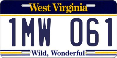 WV license plate 1MW061