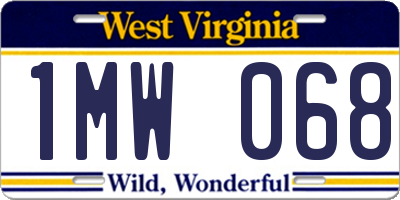 WV license plate 1MW068