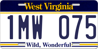 WV license plate 1MW075
