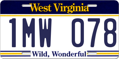WV license plate 1MW078