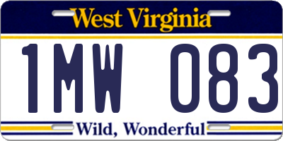 WV license plate 1MW083