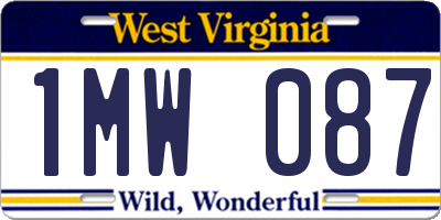 WV license plate 1MW087