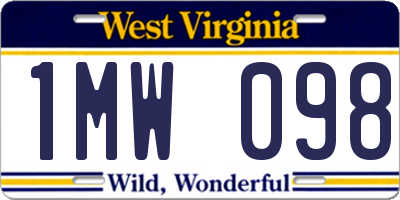 WV license plate 1MW098