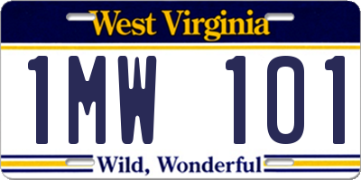 WV license plate 1MW101