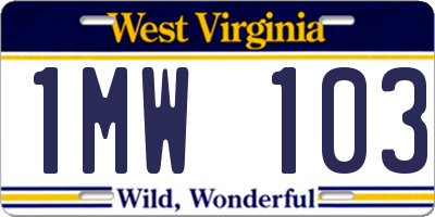 WV license plate 1MW103