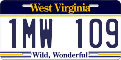 WV license plate 1MW109