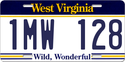 WV license plate 1MW128