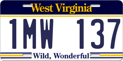 WV license plate 1MW137