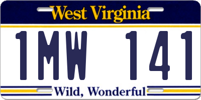 WV license plate 1MW141