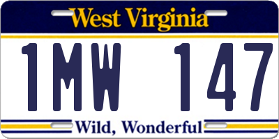 WV license plate 1MW147