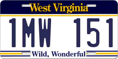 WV license plate 1MW151