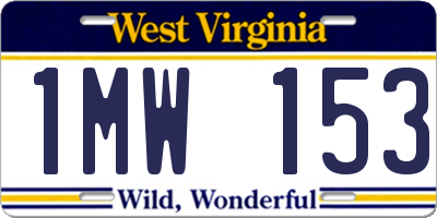 WV license plate 1MW153