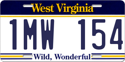 WV license plate 1MW154
